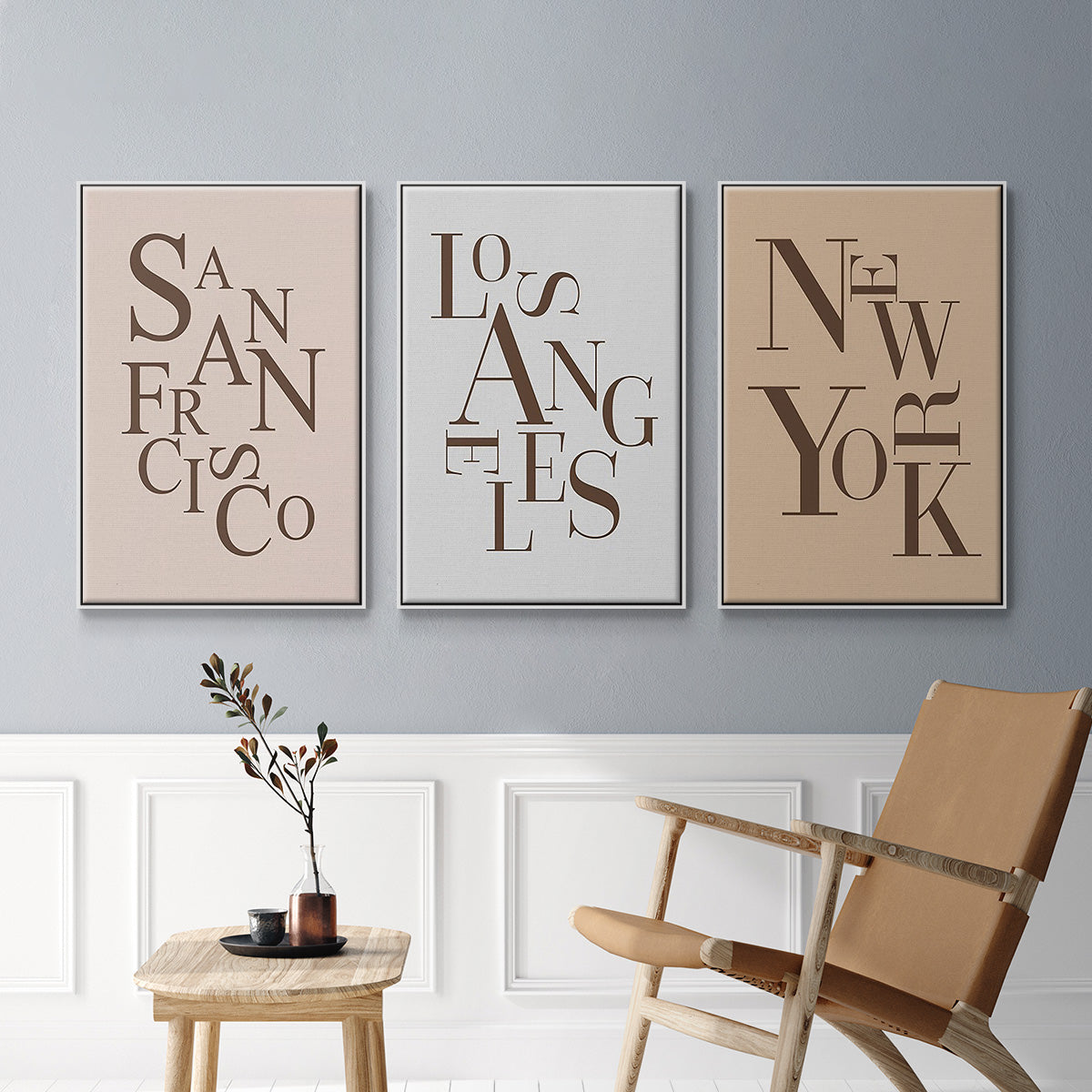 Neutral City Center Type I - Floater Framed Canvas Set