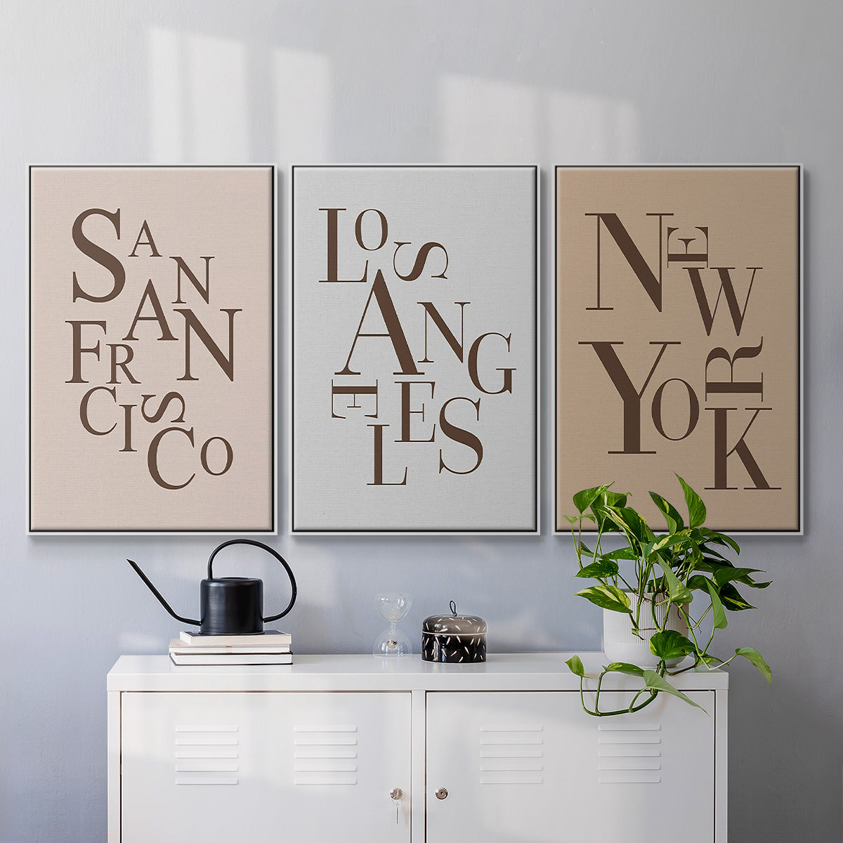 Neutral City Center Type I - Floater Framed Canvas Set