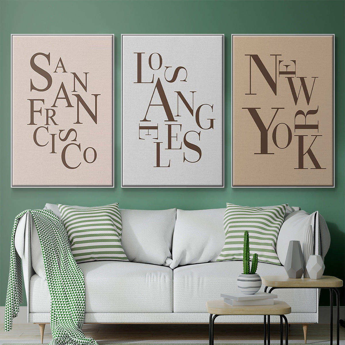 Neutral City Center Type I - Floater Framed Canvas Set