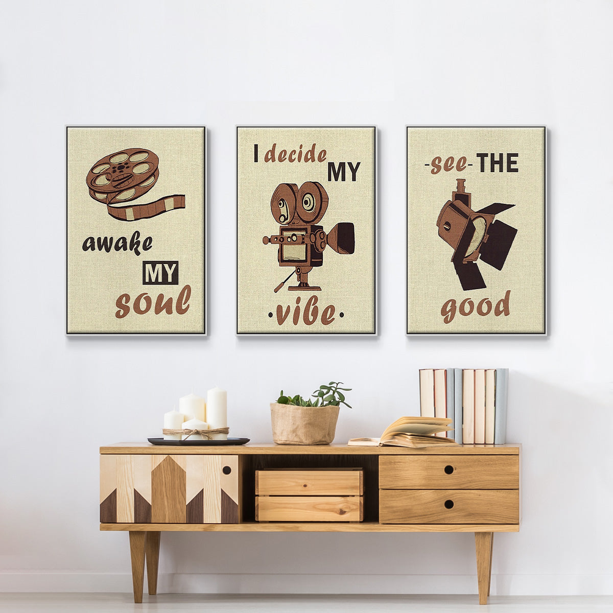 Movie Time I - Floater Framed Canvas Set