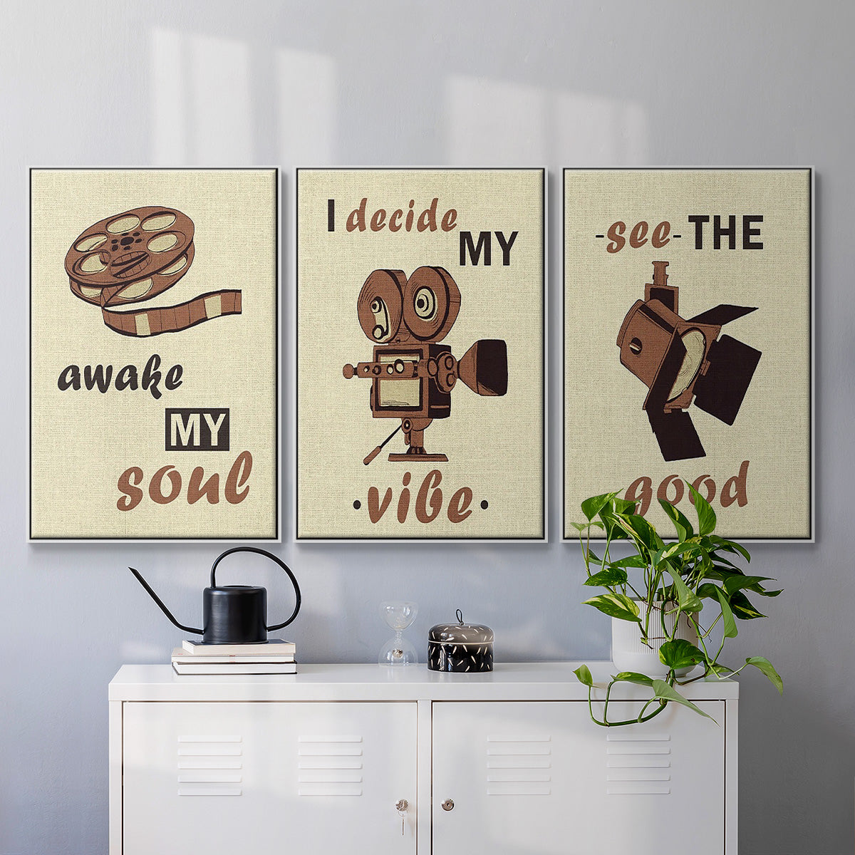 Movie Time I - Floater Framed Canvas Set