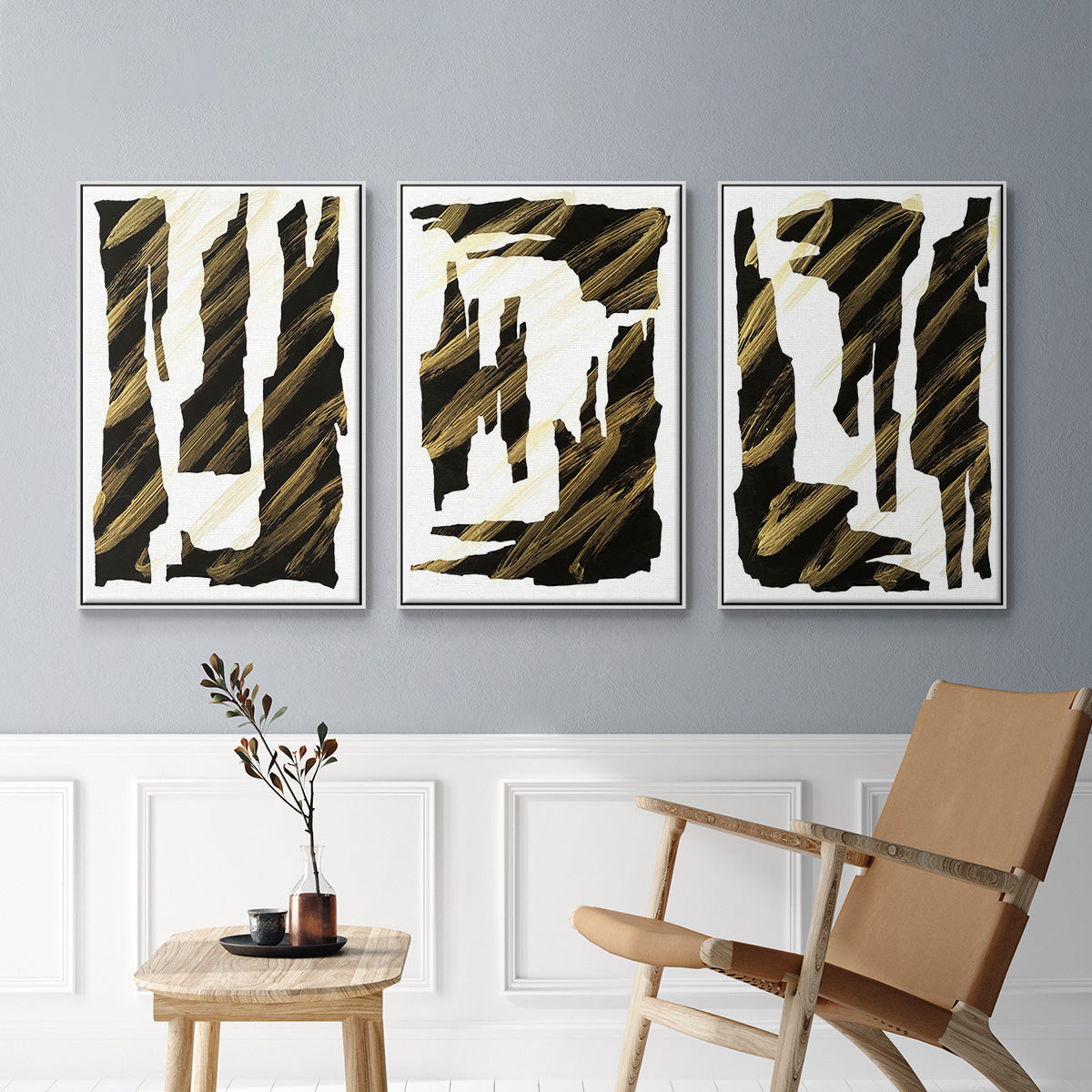 Onyx Obelisks I - Floater Framed Canvas Set