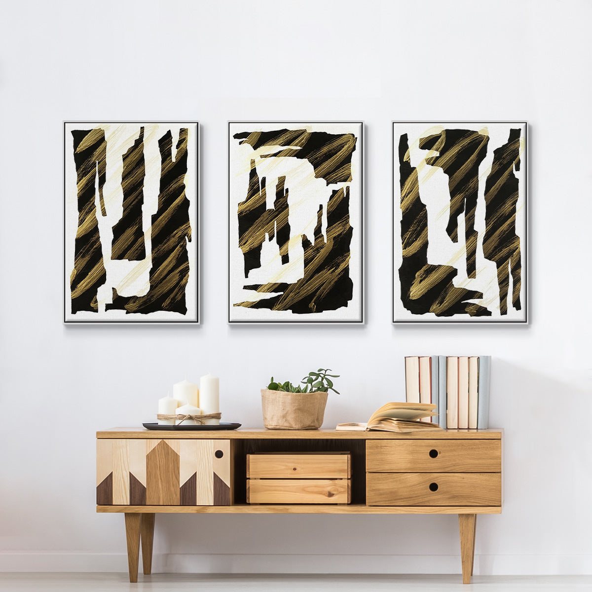 Onyx Obelisks I - Floater Framed Canvas Set