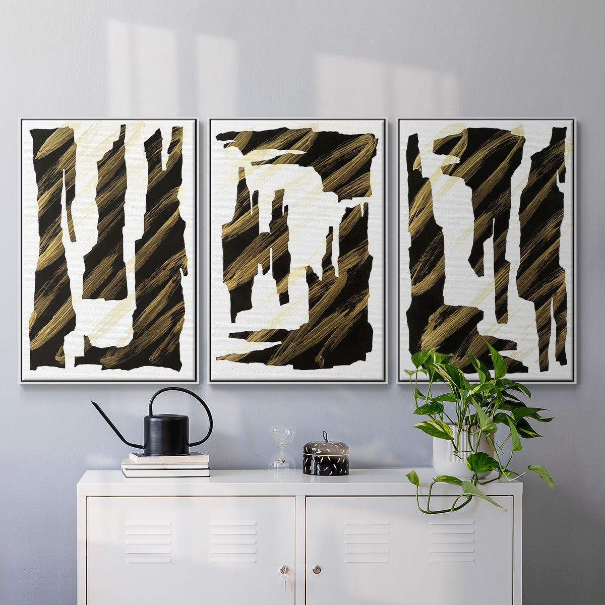 Onyx Obelisks I - Floater Framed Canvas Set