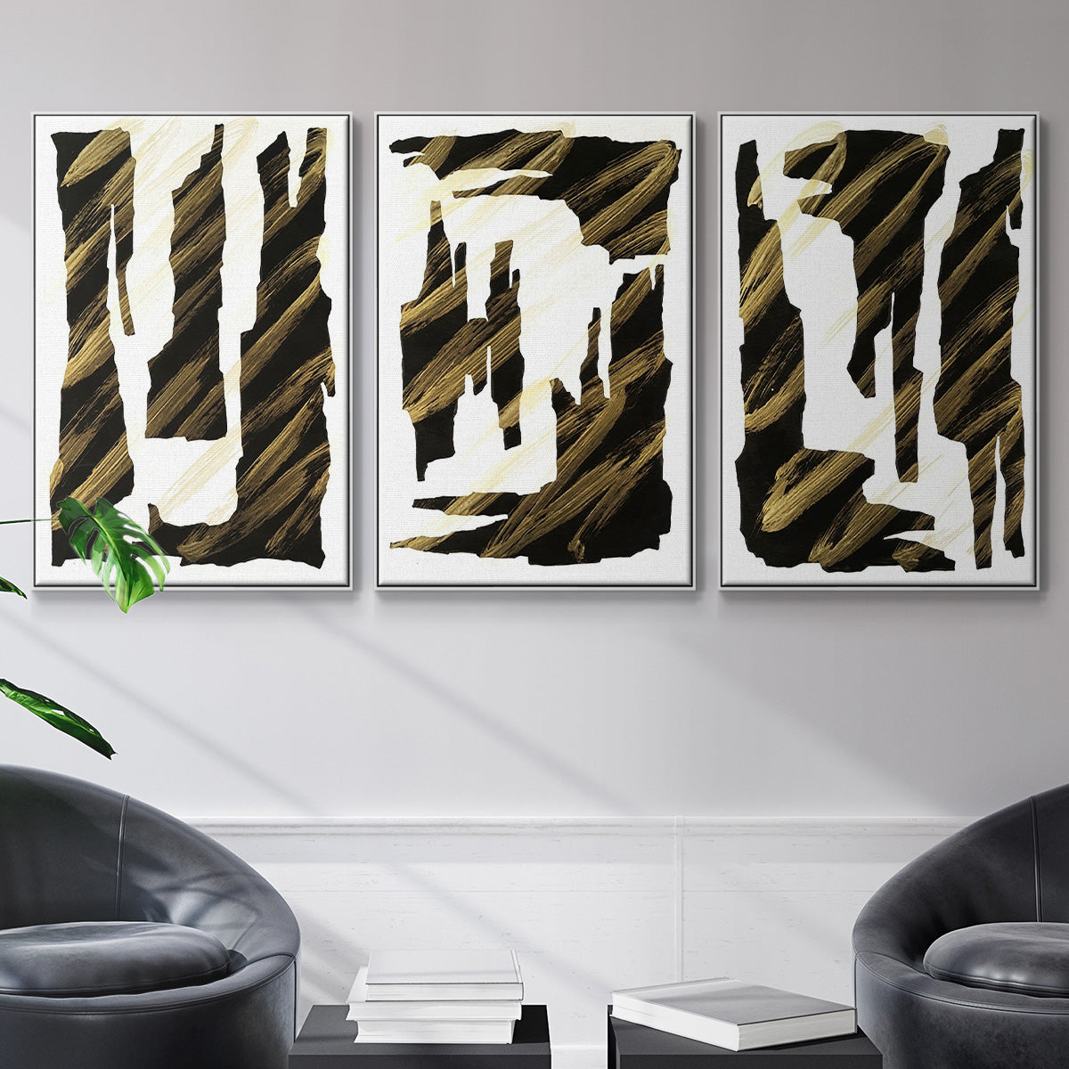 Onyx Obelisks I - Floater Framed Canvas Set