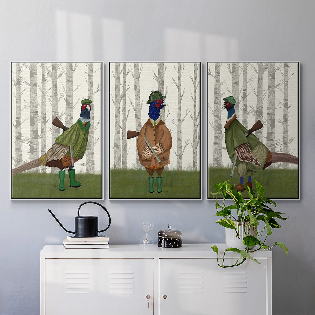 Pheasant Shooting Party 1 - Floater Framed Canvas Set