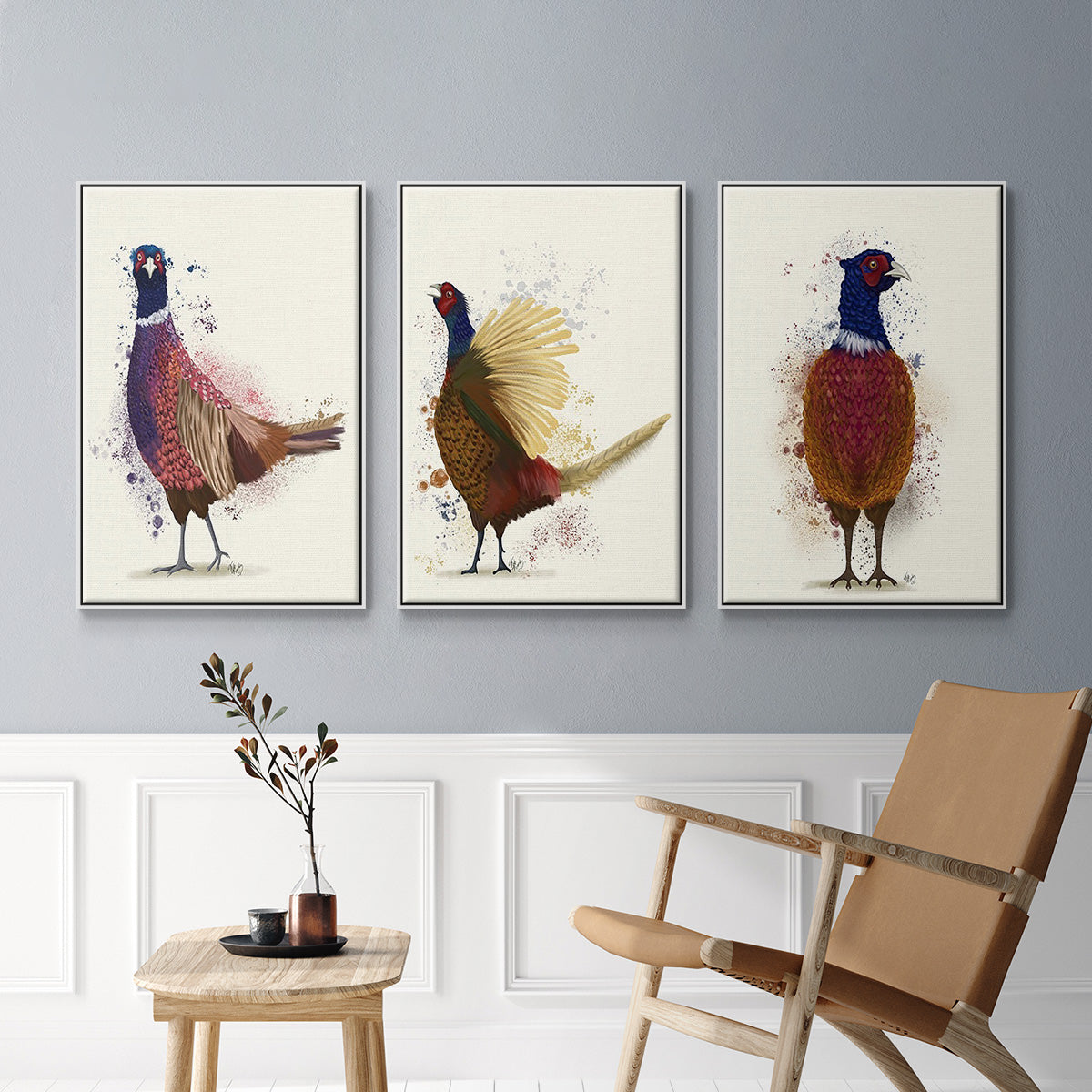 Pheasant Splash 3 - Floater Framed Canvas Set