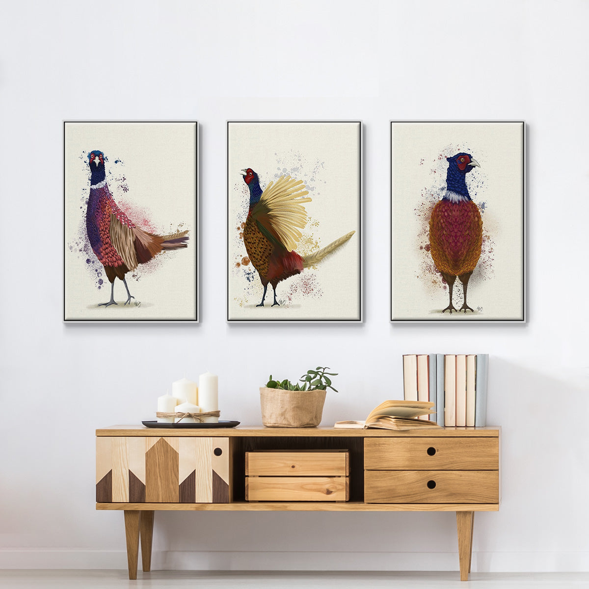 Pheasant Splash 3 - Floater Framed Canvas Set