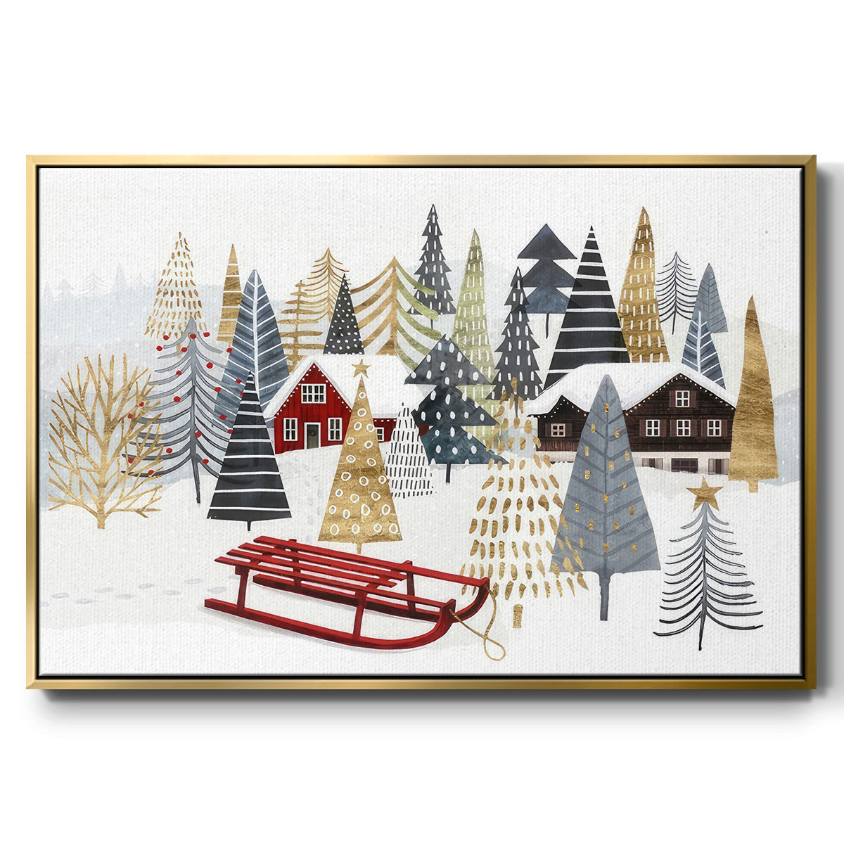 Christmas Chalet Collection A - Floater Framed Canvas Print
