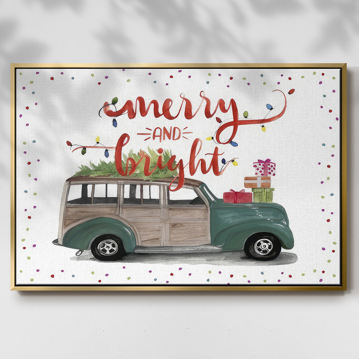 Christmas Cars Collection A - Floater Framed Canvas Print