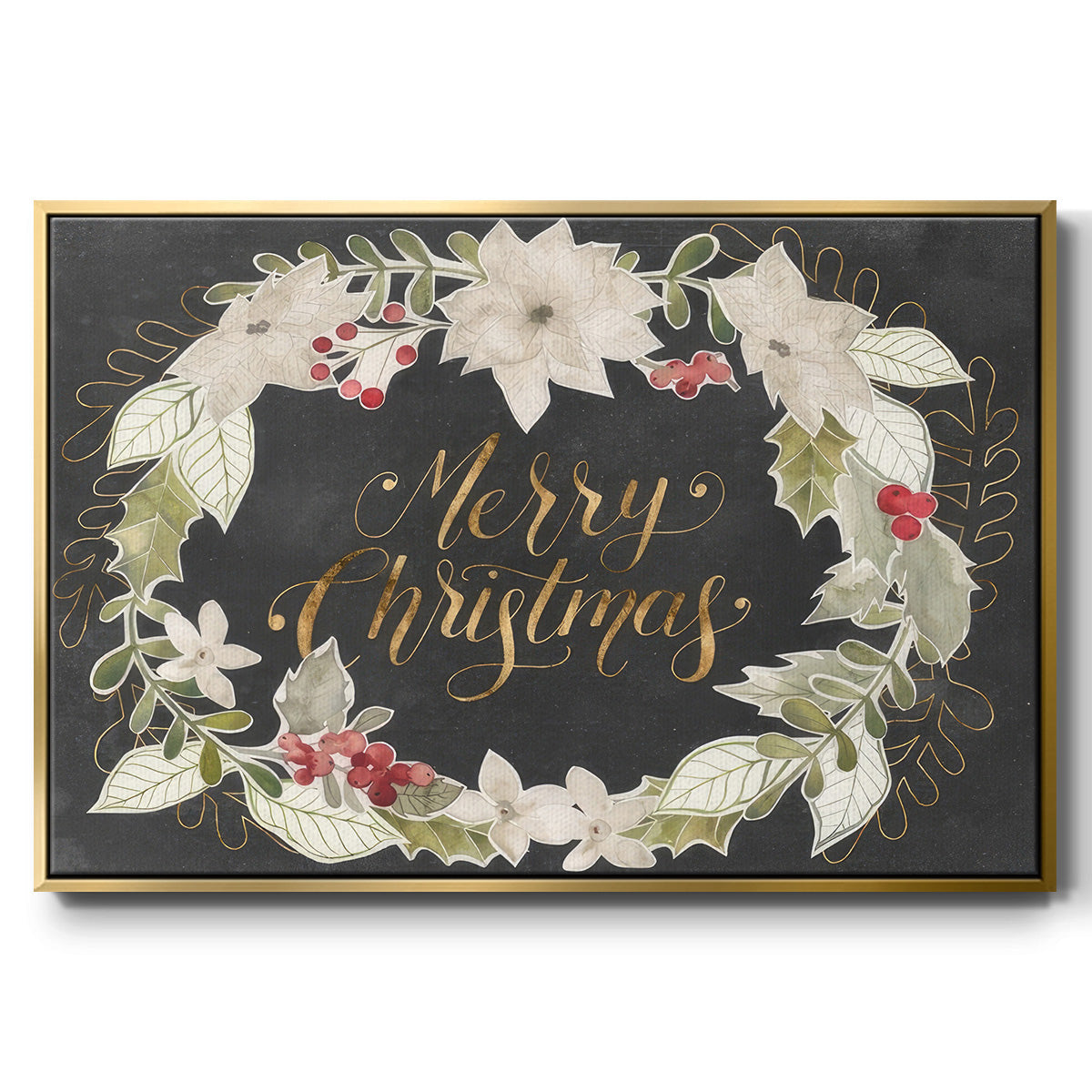 Gilded Christmas Collection A - Floater Framed Canvas Print