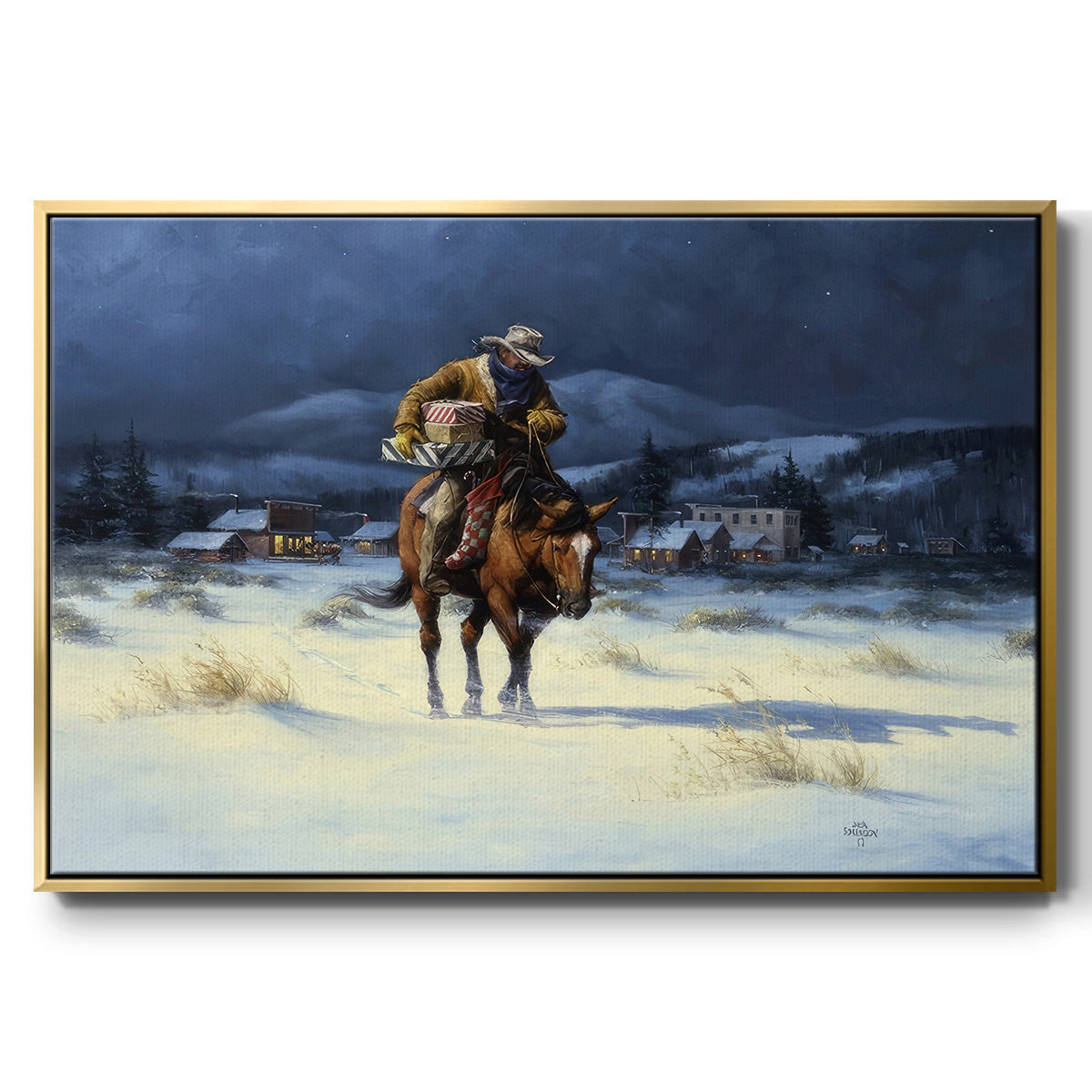 Bringing Christmas Home - Floater Framed Canvas Print
