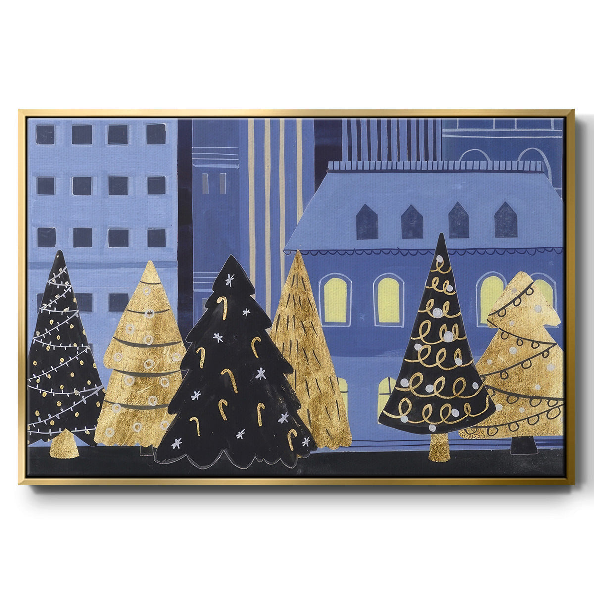 Holiday Night Collection A - Floater Framed Canvas Print
