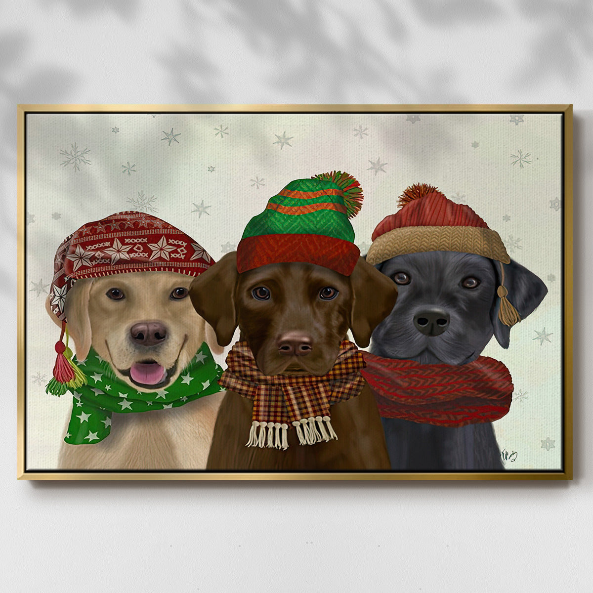 Christmas 3 Winter Labs - Floater Framed Canvas Print