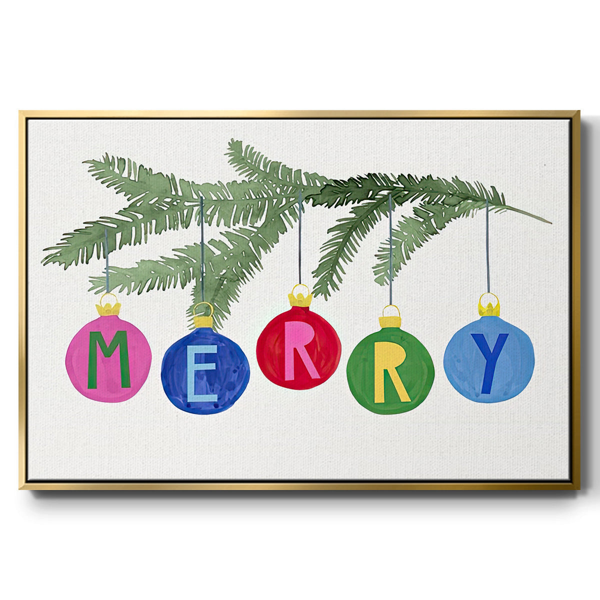 Colorful Christmas Collection A - Floater Framed Canvas Print