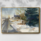 Congregational Church in Winter - Floater Framed Canvas Print