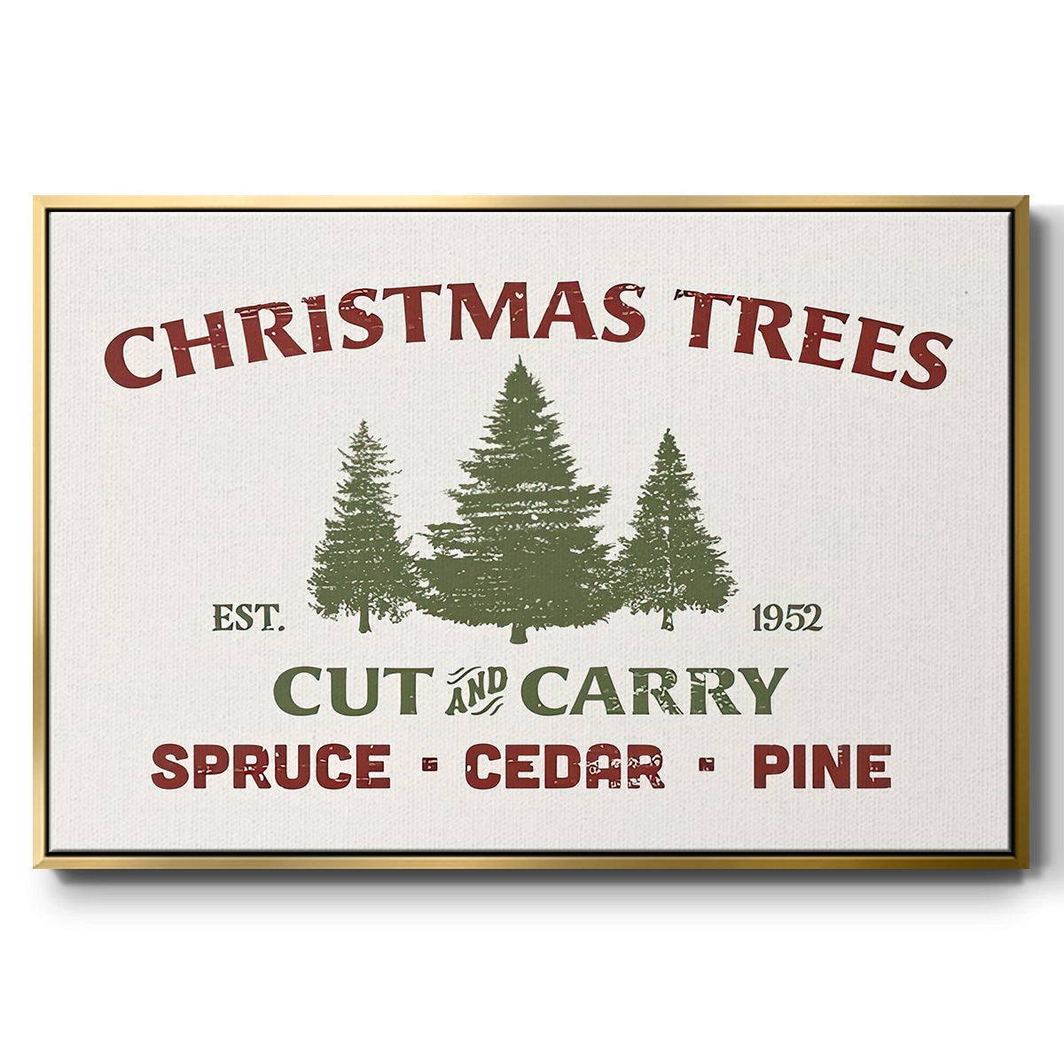 Christmas Farm Sign I - Floater Framed Canvas Print