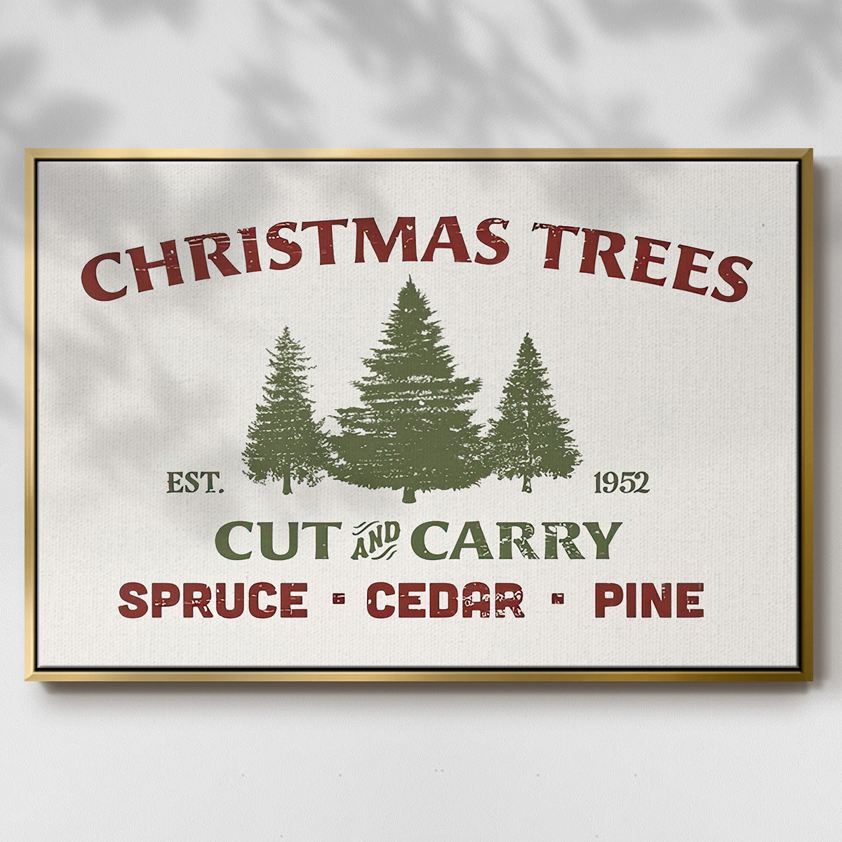Christmas Farm Sign I - Floater Framed Canvas Print