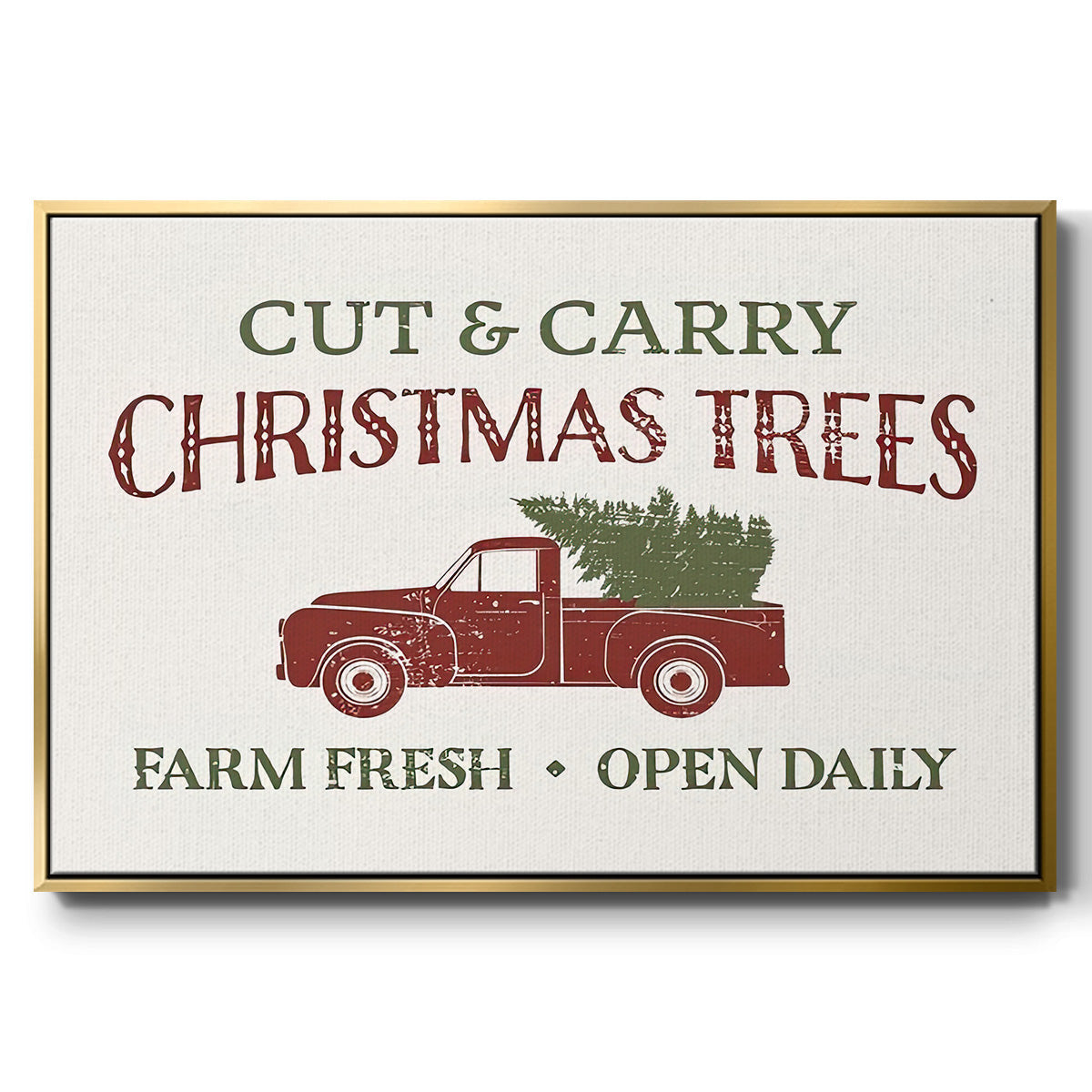 Christmas Farm Sign II - Floater Framed Canvas Print
