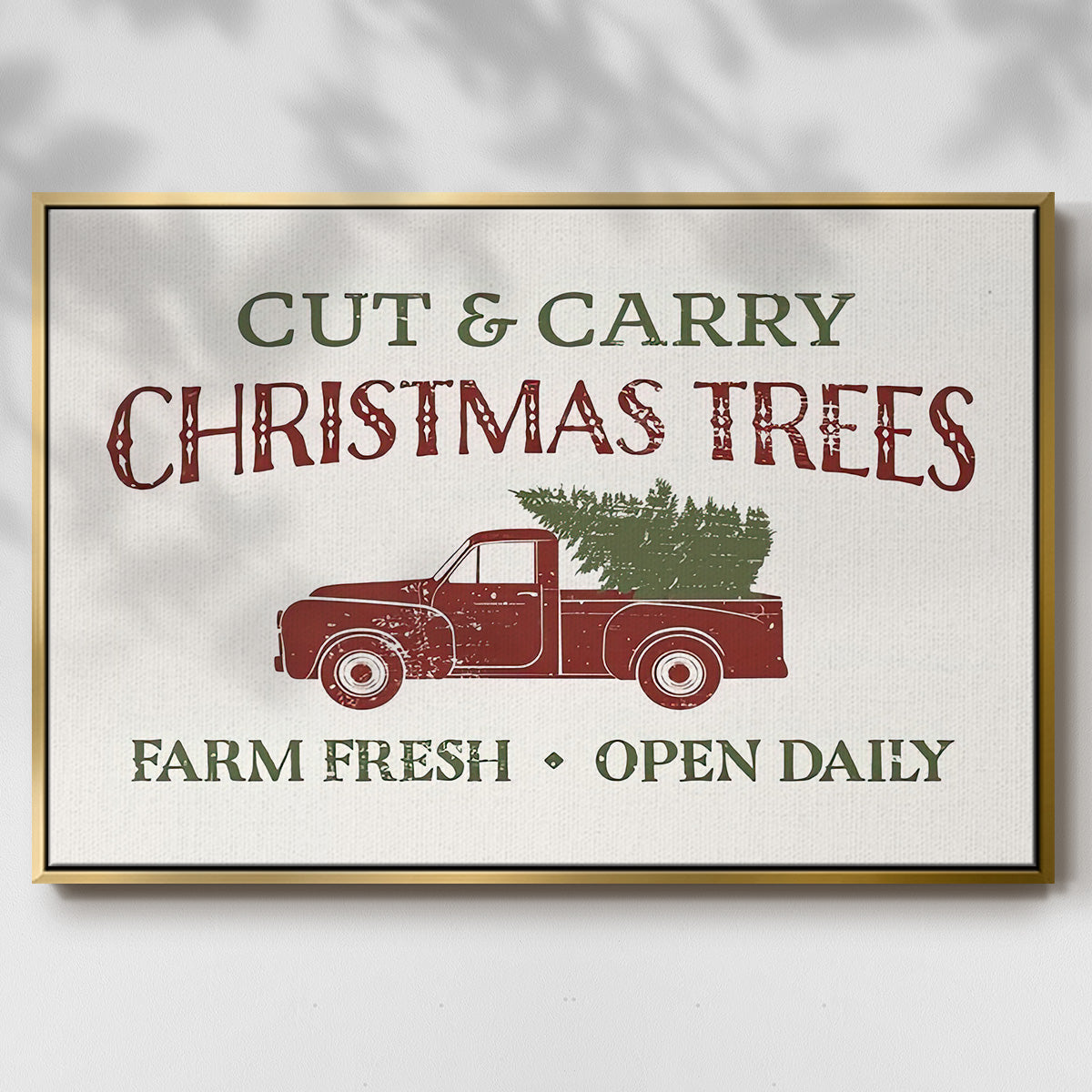 Christmas Farm Sign II - Floater Framed Canvas Print