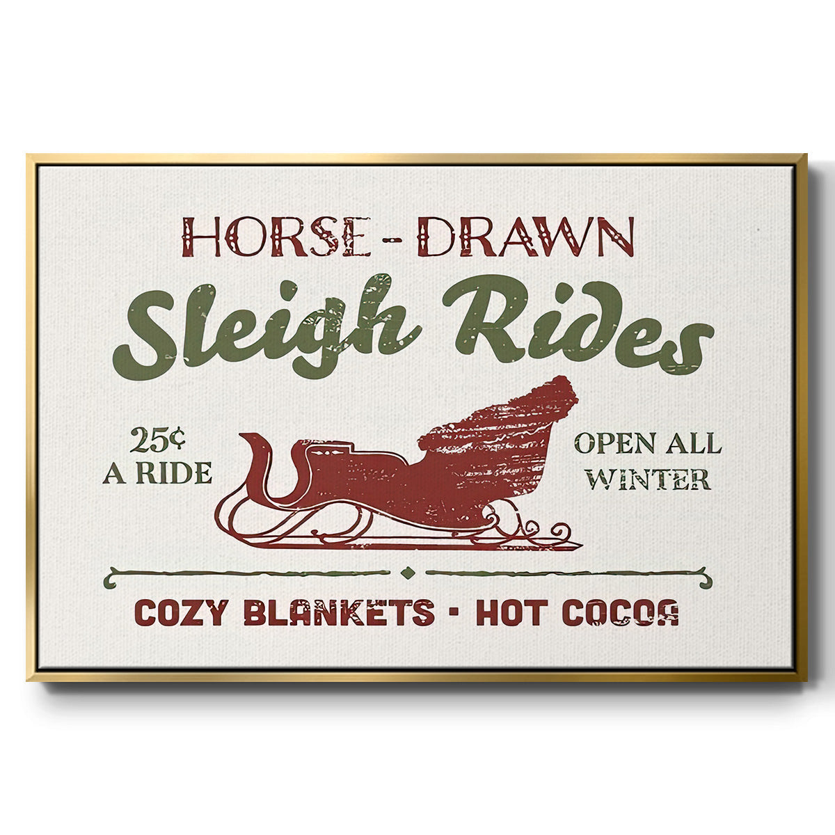 Christmas Farm Sign III - Floater Framed Canvas Print