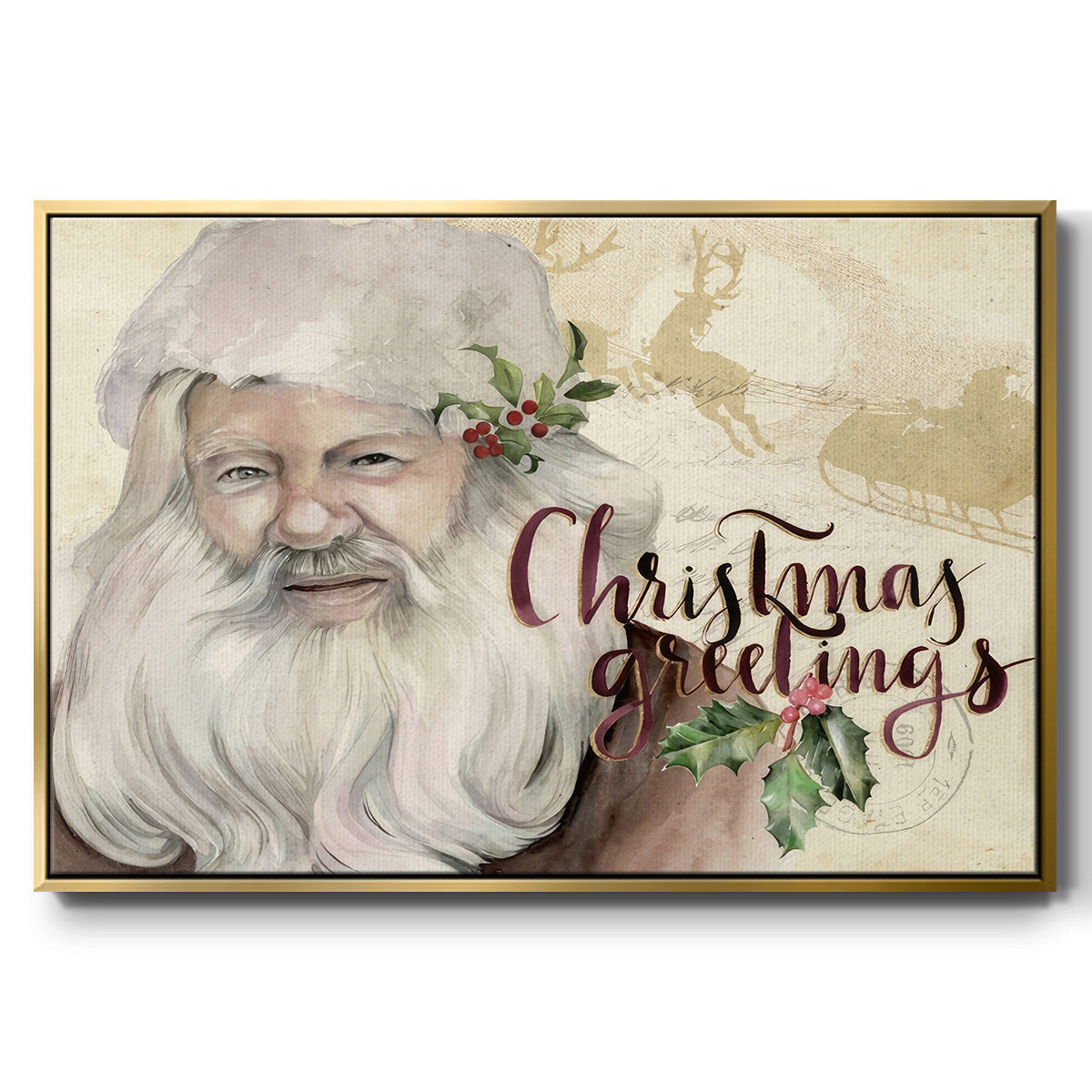 Christmas Greetings Collection A - Floater Framed Canvas Print