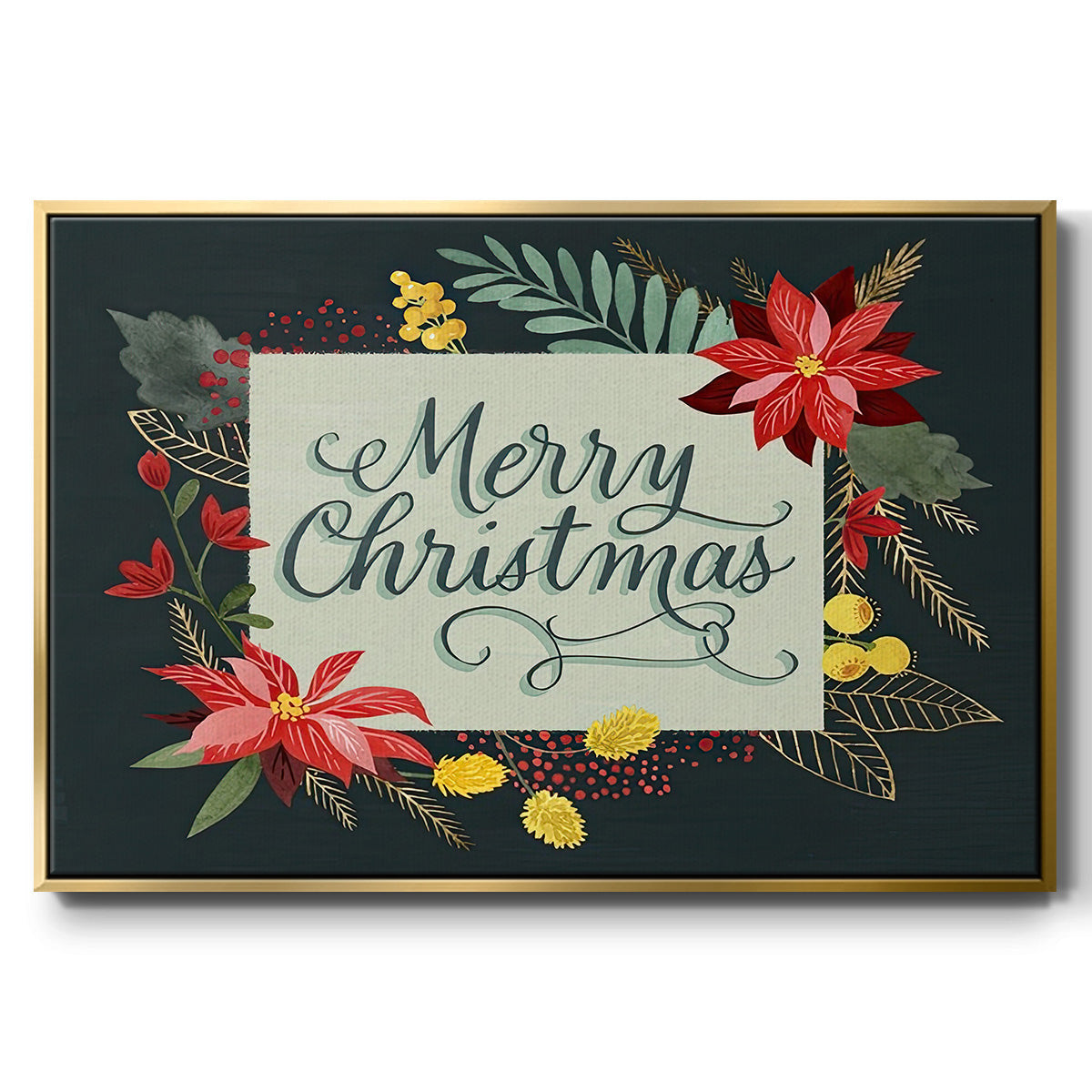 Bright Christmas Night Collection A - Floater Framed Canvas Print