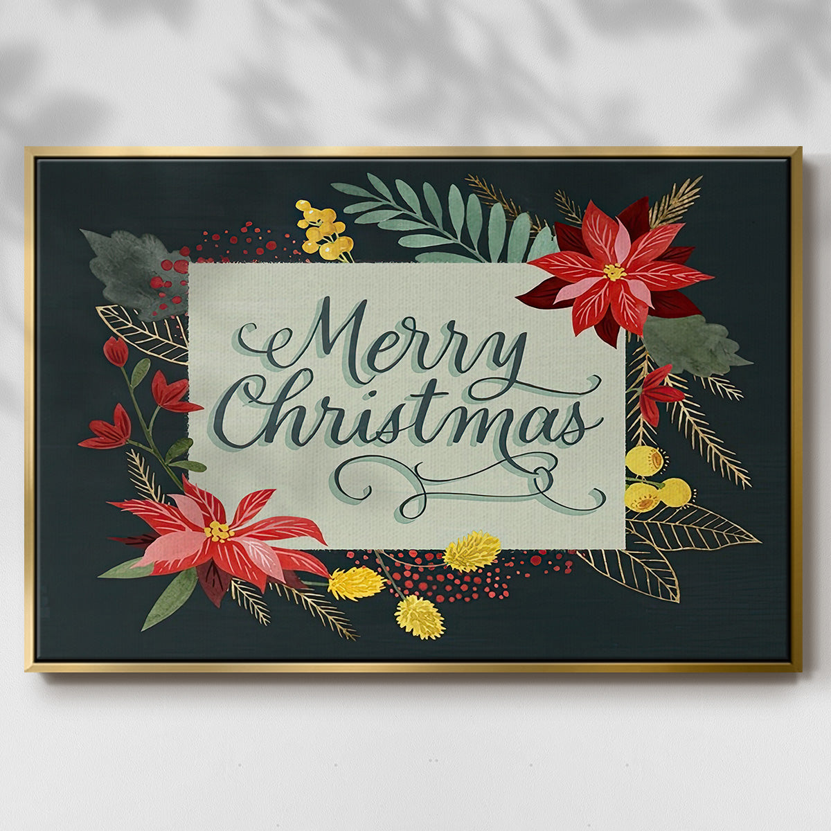 Bright Christmas Night Collection A - Floater Framed Canvas Print