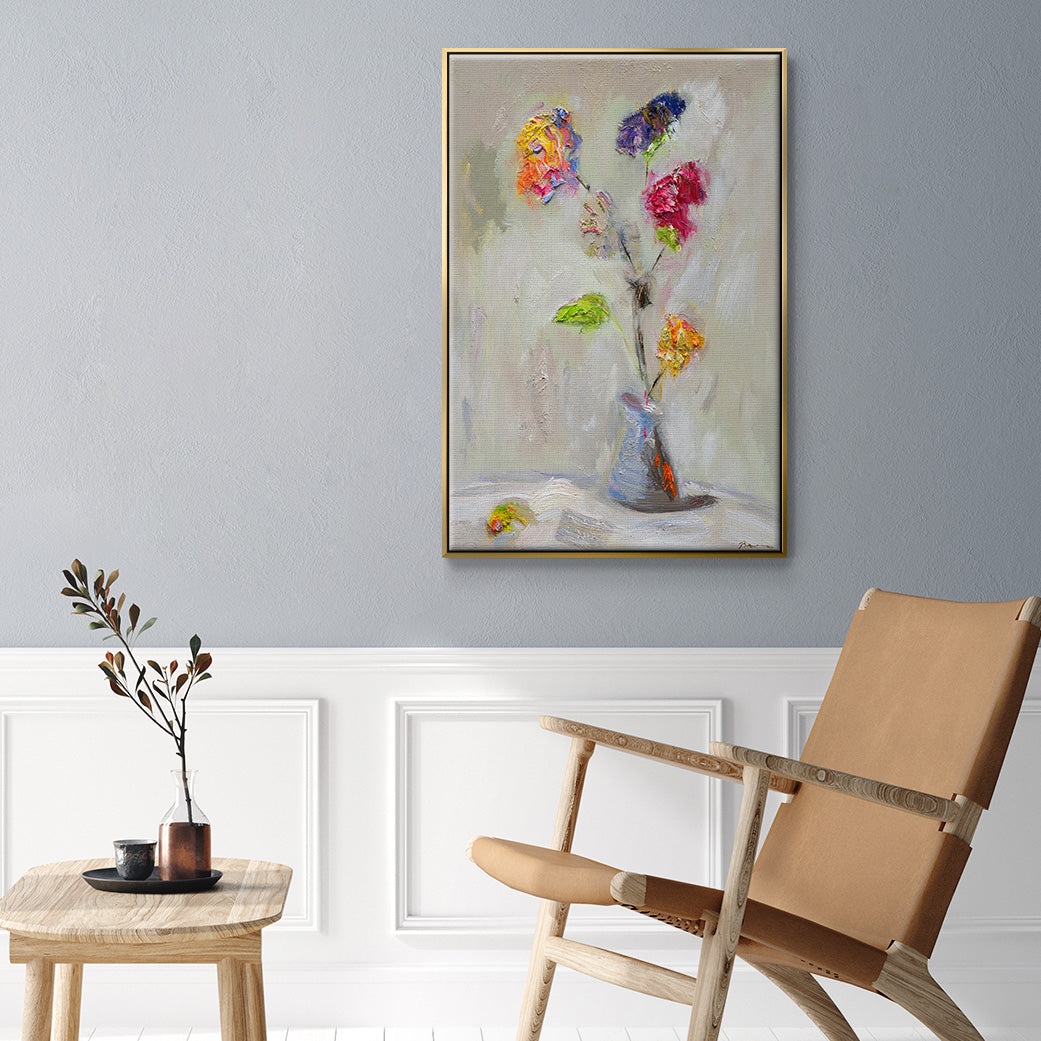 Neoplitan Floral - Floater Framed Canvas Print