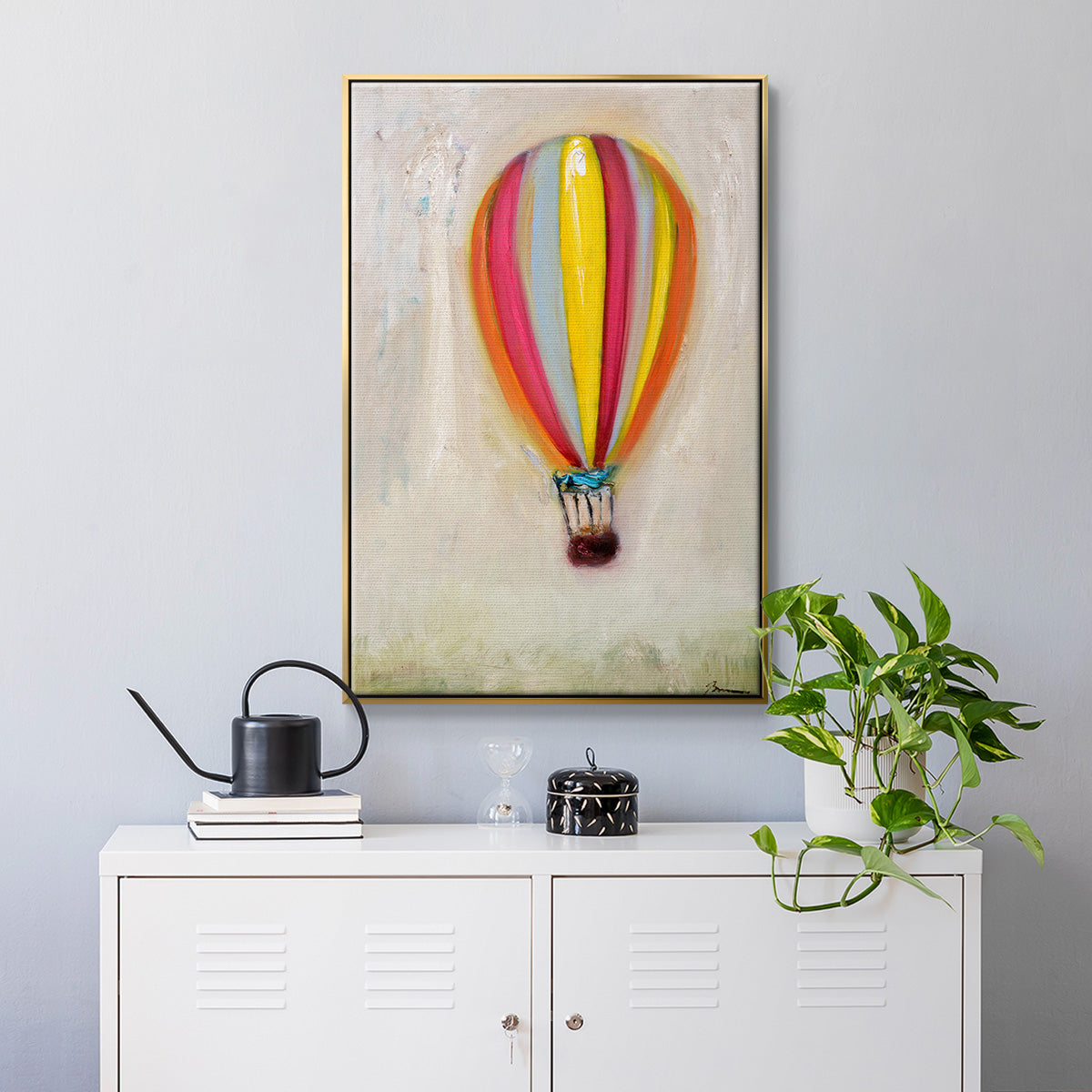 Lucky Hot Air Balloon - Floater Framed Canvas Print