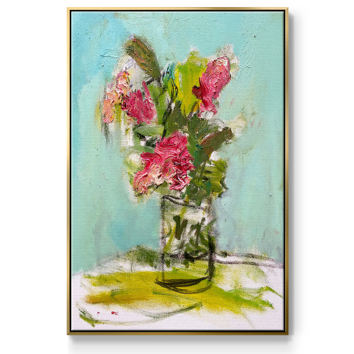 Turquoise Lilly - Floater Framed Canvas Print
