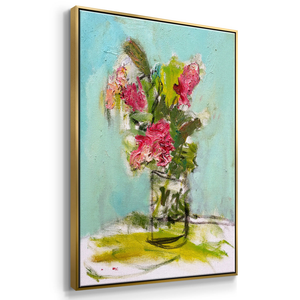 Turquoise Lilly - Floater Framed Canvas Print