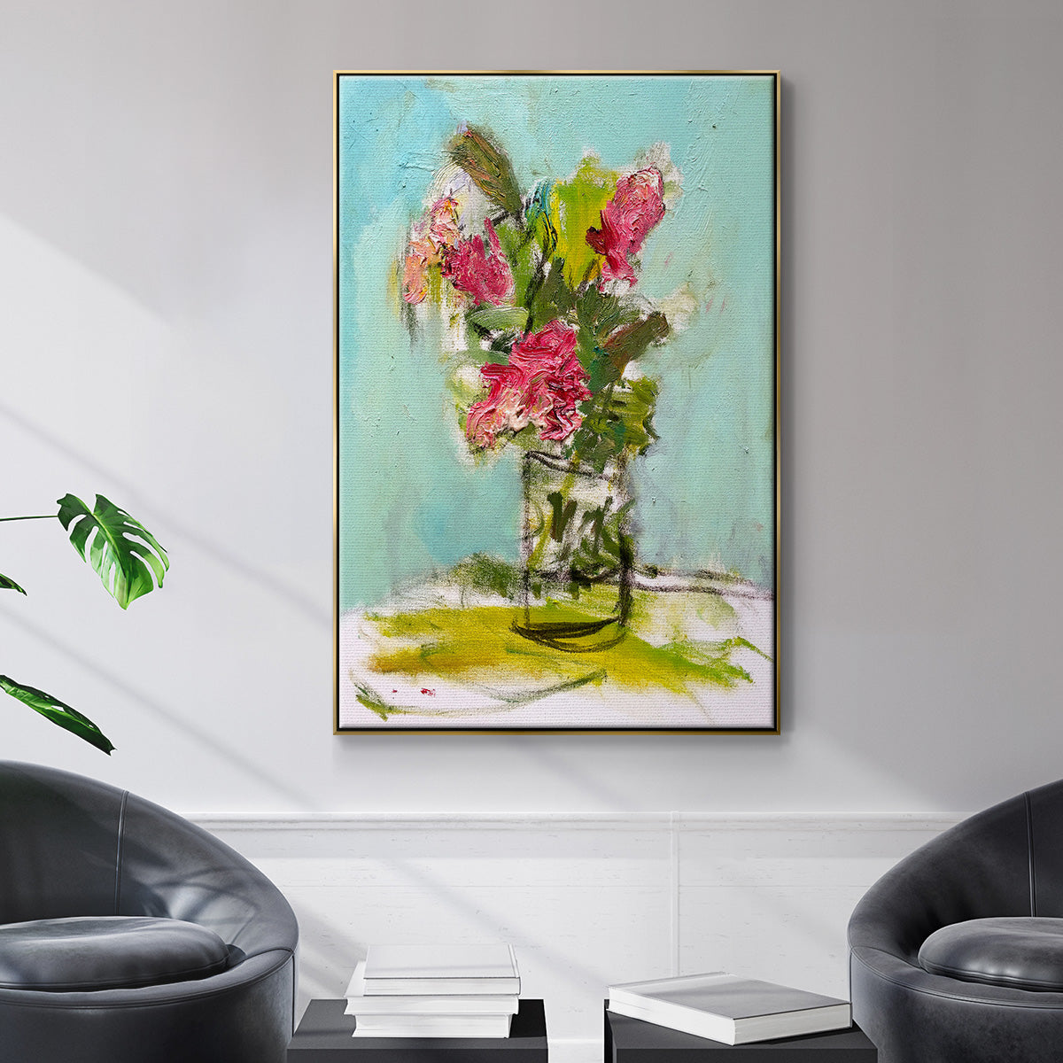 Turquoise Lilly - Floater Framed Canvas Print