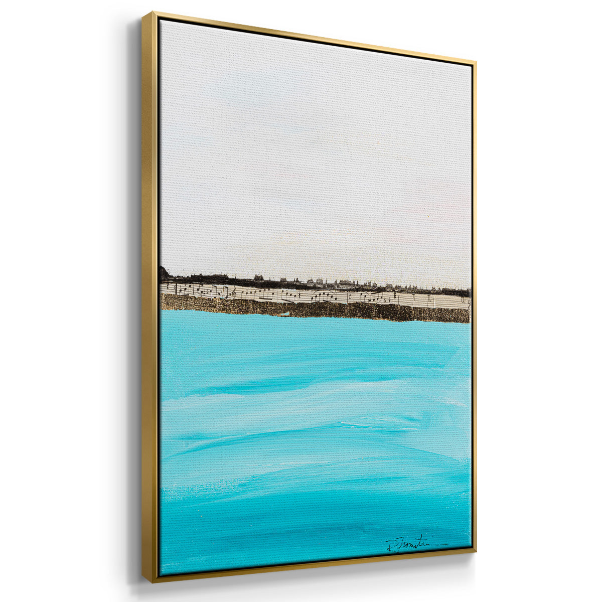 Harmony in Turquiose - Floater Framed Canvas Print