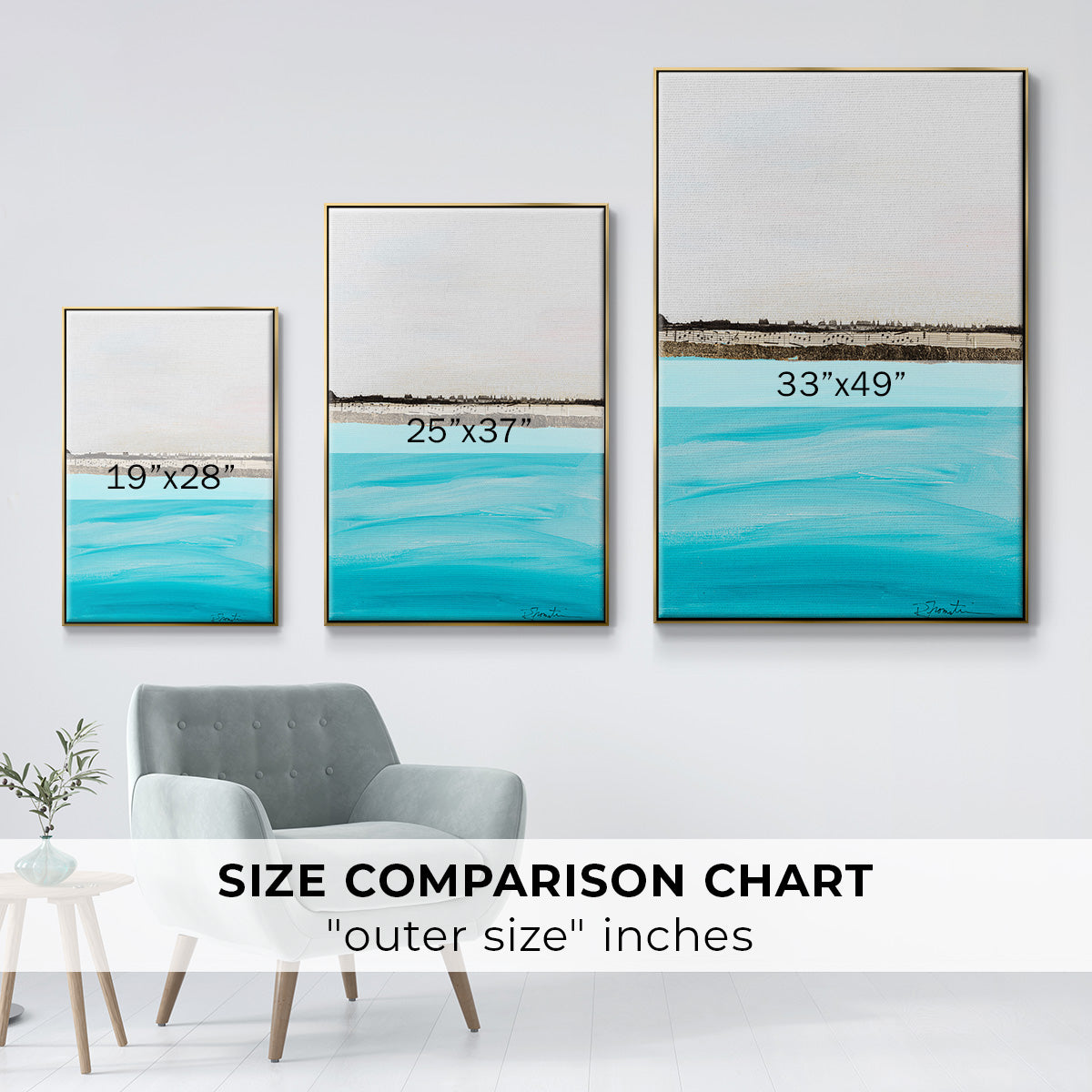 Harmony in Turquiose - Floater Framed Canvas Print