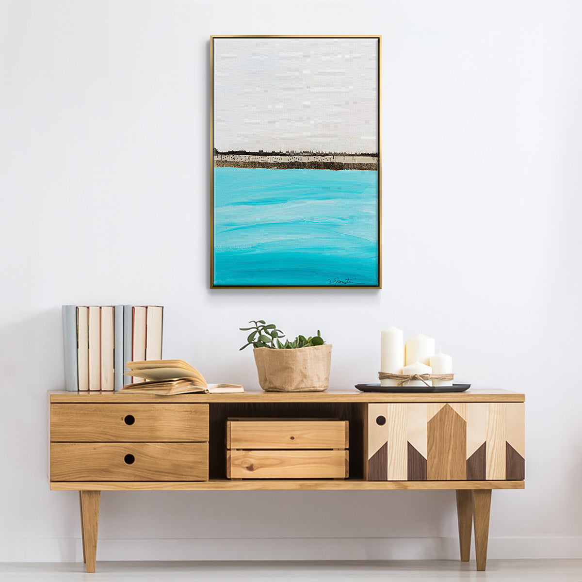 Harmony in Turquiose - Floater Framed Canvas Print