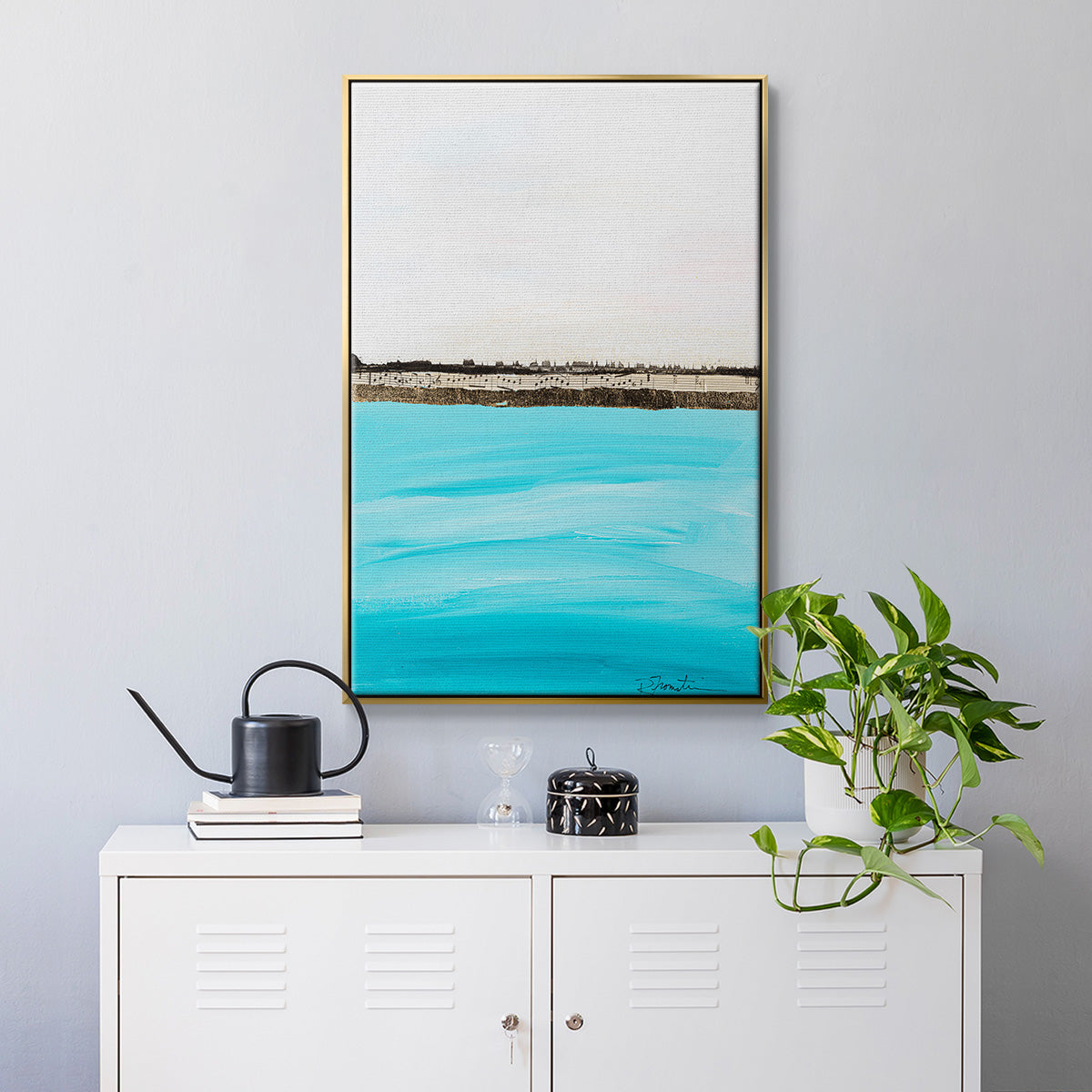 Harmony in Turquiose - Floater Framed Canvas Print