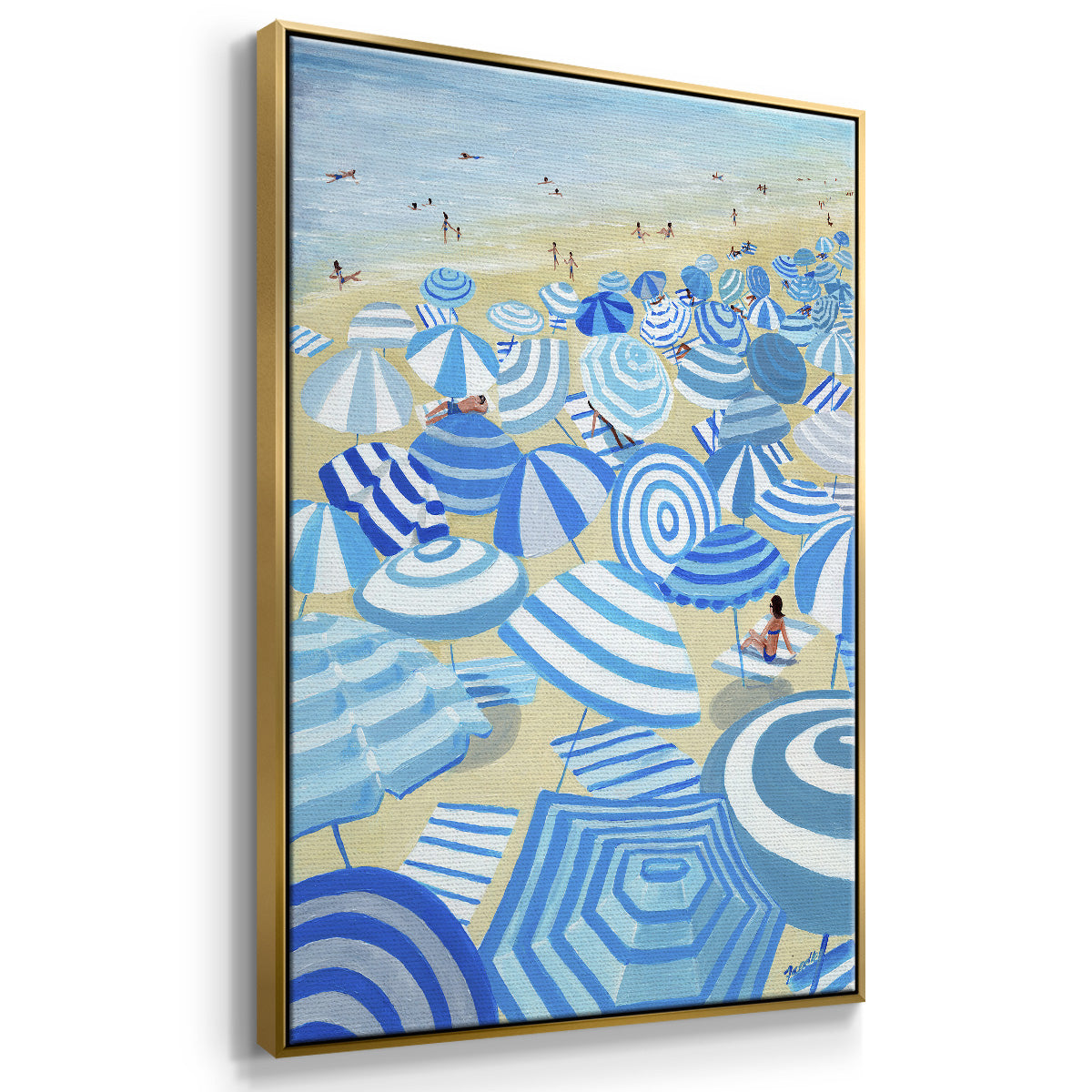 Sky Blue Beach - Floater Framed Canvas Print