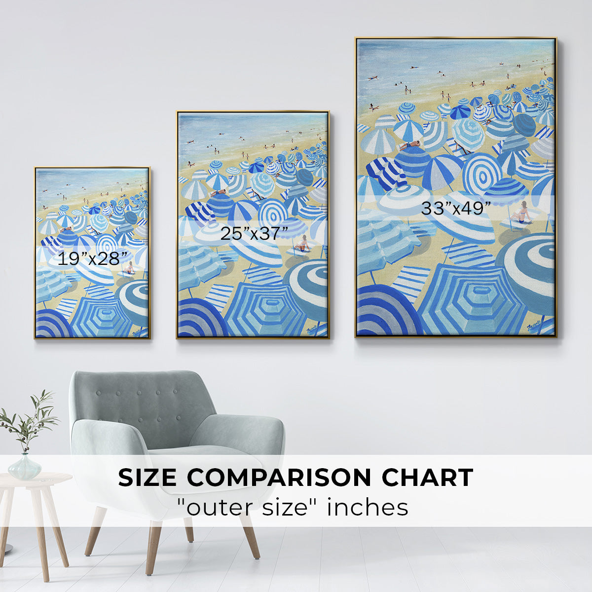Sky Blue Beach - Floater Framed Canvas Print