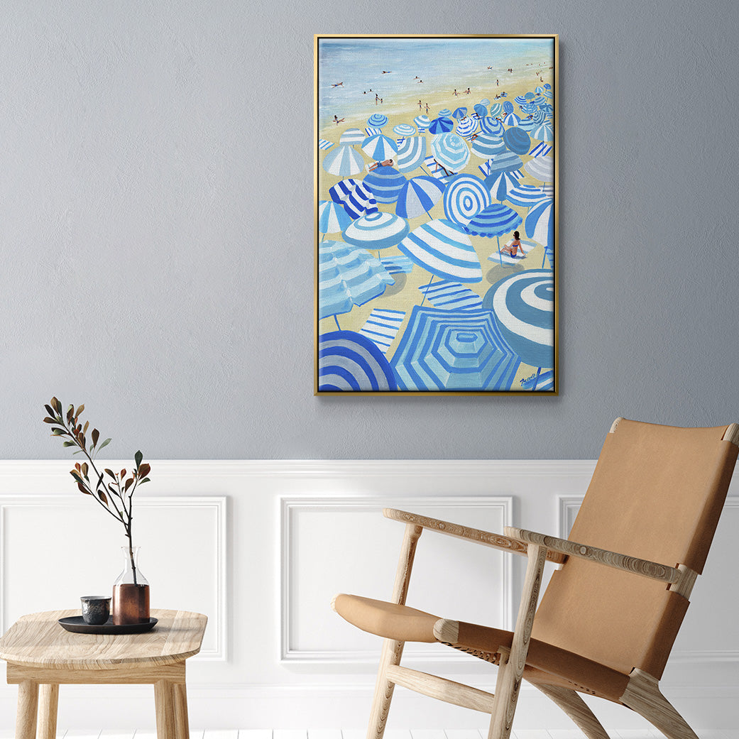 Sky Blue Beach - Floater Framed Canvas Print