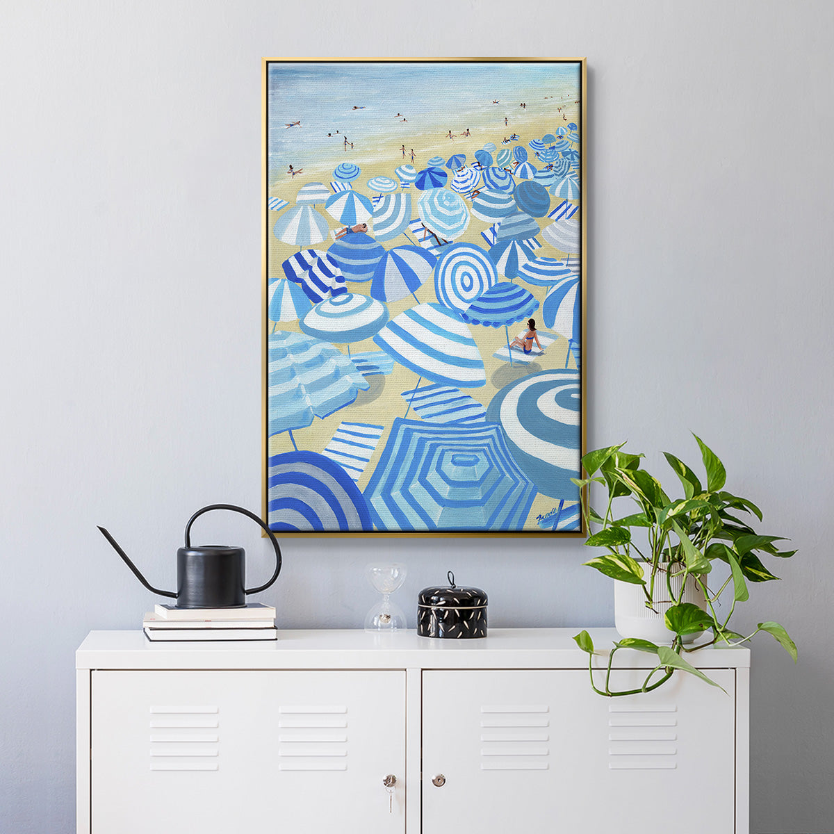 Sky Blue Beach - Floater Framed Canvas Print