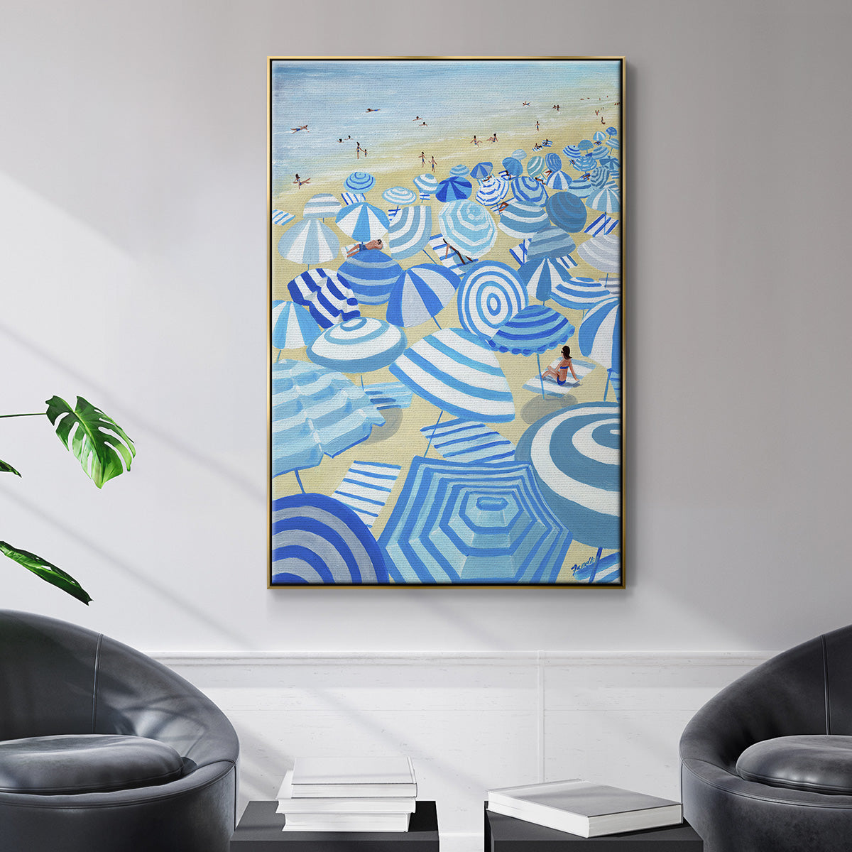 Sky Blue Beach - Floater Framed Canvas Print
