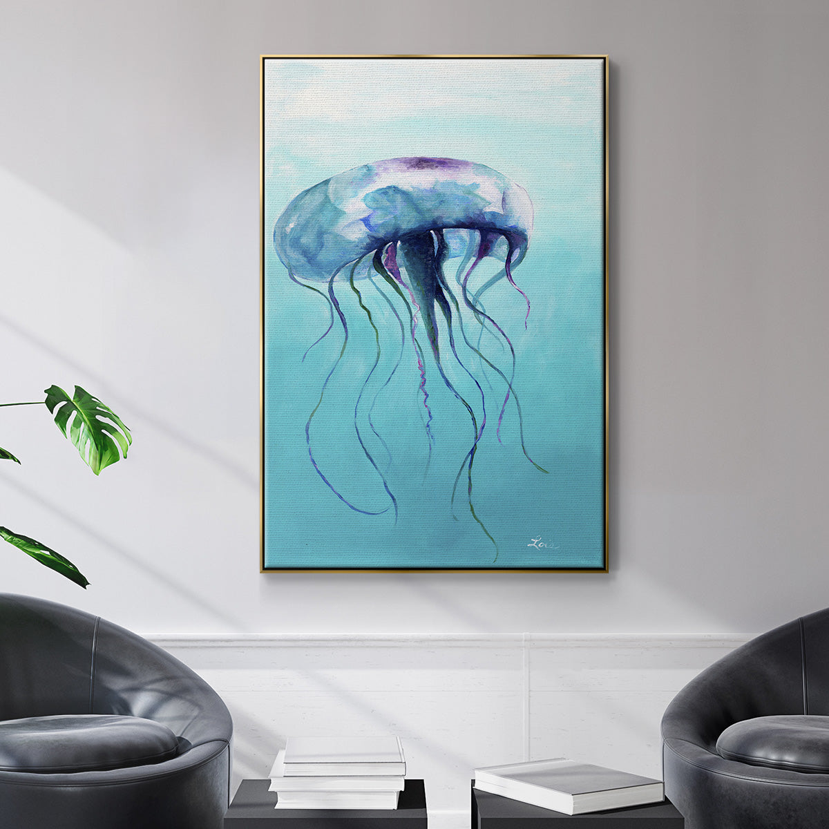 Jelly Fish - Floater Framed Canvas Print