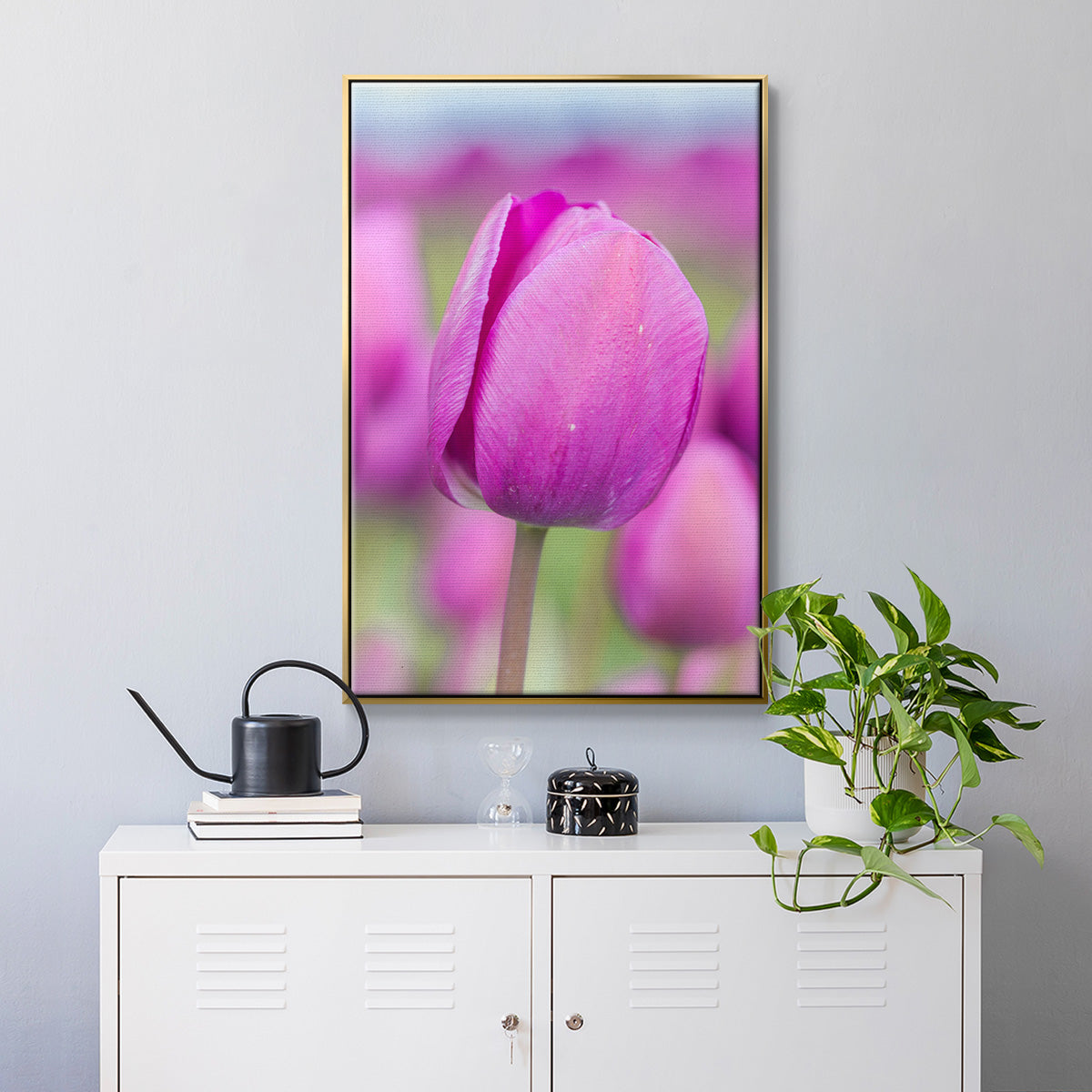 Magenta Stem - Floater Framed Canvas Print
