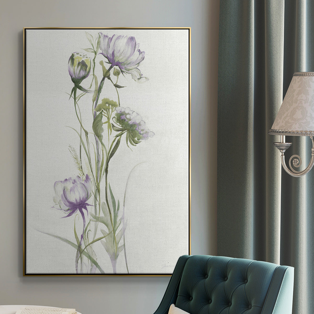 Late Summer Wildflowers I V30 - Floater Framed Canvas Print
