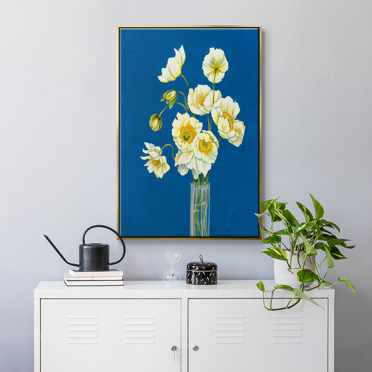 Ice Poppies - Floater Framed Canvas Print