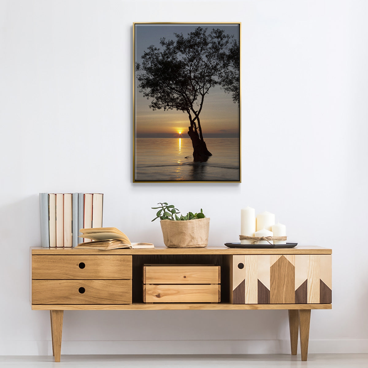 Sunset Silhouette - Floater Framed Canvas Print