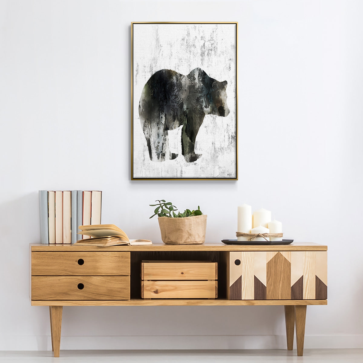 Bear Totem - Floater Framed Canvas Print