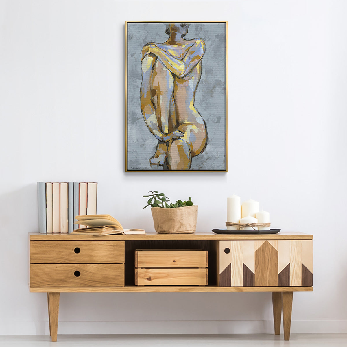 Grey Maiden I - Floater Framed Canvas Print