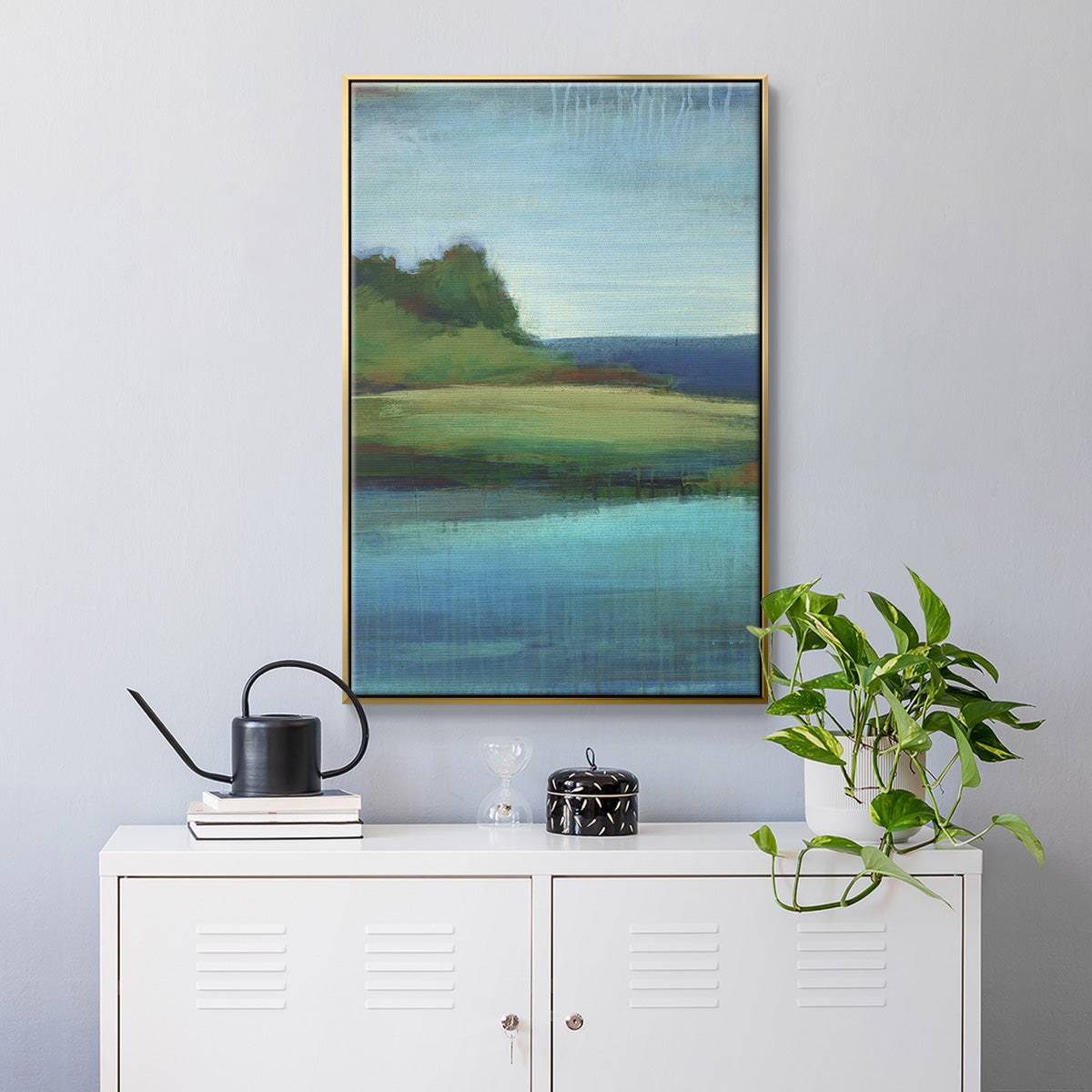 Silent Lakeside I - Floater Framed Canvas Print